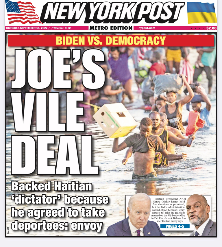 PAGE ONE NY Post: Biden’s dirty deal sold out Haitian democracy for migrant deportations